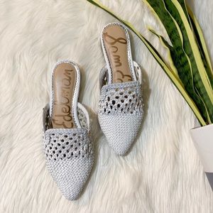 Sam Edelman White Navya Woven Mules Flats 7